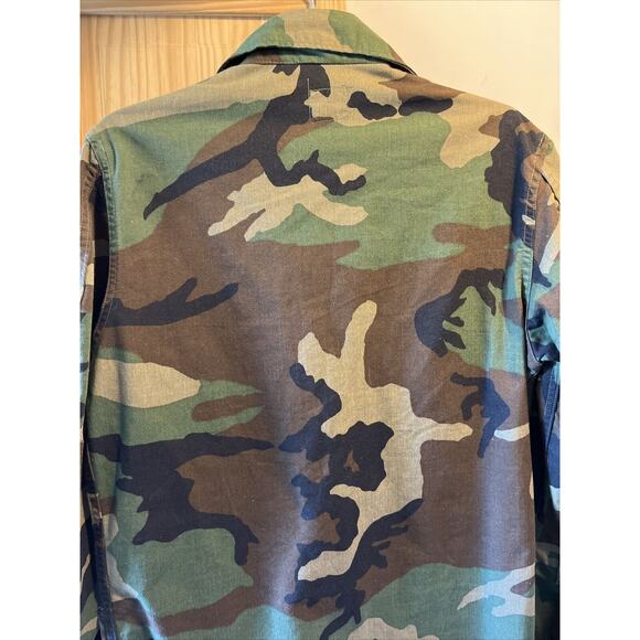 Vintage USMC Military Jacket Mens Small LS Woodland Camo Missing 2 Buttons - Picture 11 of 12